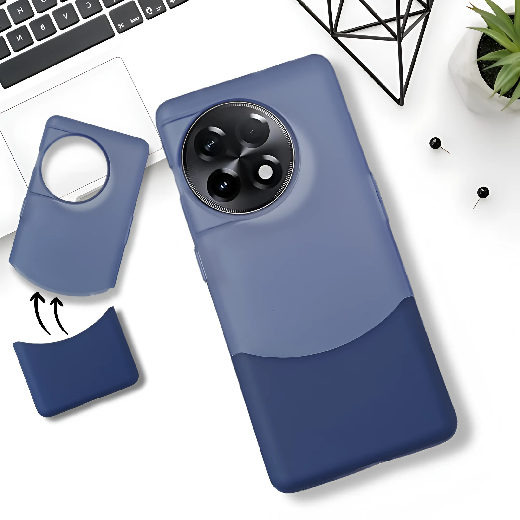 Dark Blue Detach Matte Case For Oneplus 11R