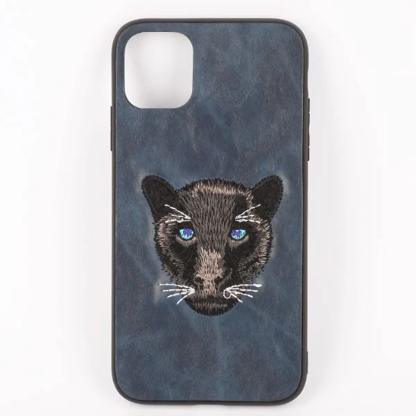 Dark Blue Leather Black Panther Ornamented for Apple Iphone 11 - Image 2