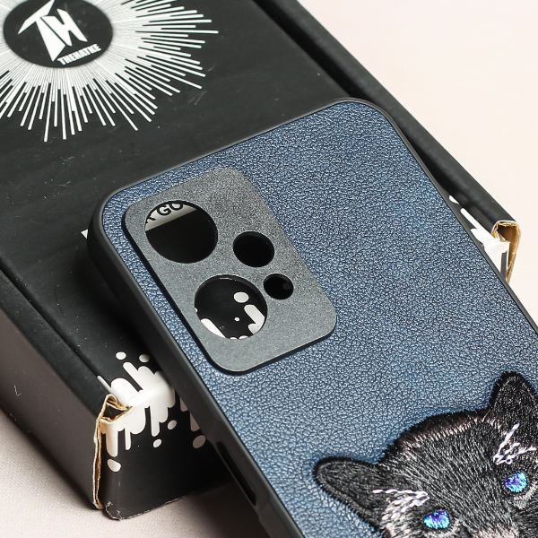 Dark Blue Leather Black Panther Ornamented for Oneplus Nord CE 2 Lite - Image 4