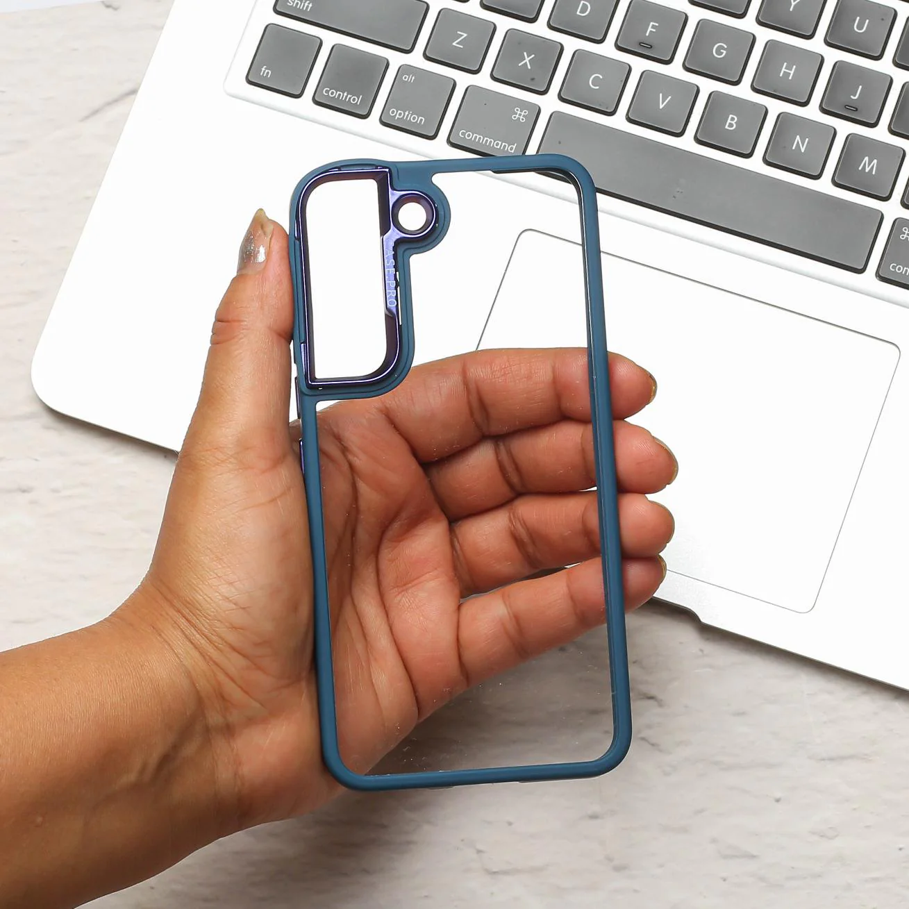 Dark Blue Lifted Transperant Case for Samsung S23