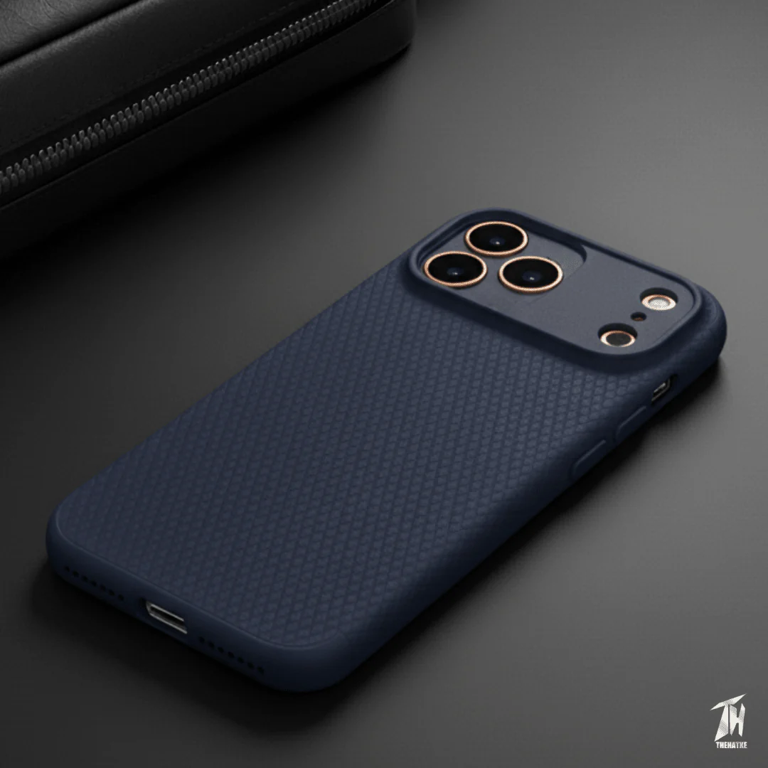 Dark Blue Line Wave Silicone Case for Apple iphone 17 Pro