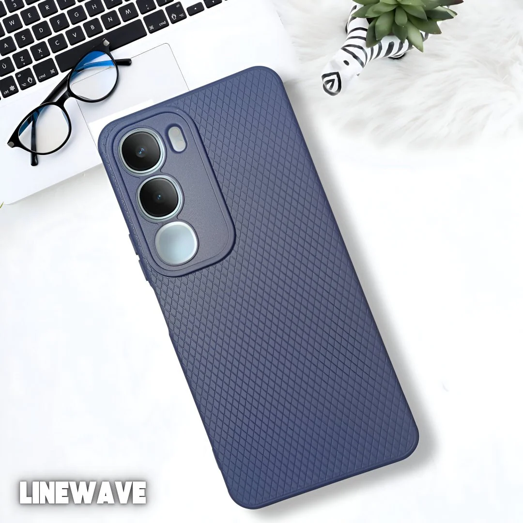Dark Blue Line Wave Silicone Case for Vivo Y29