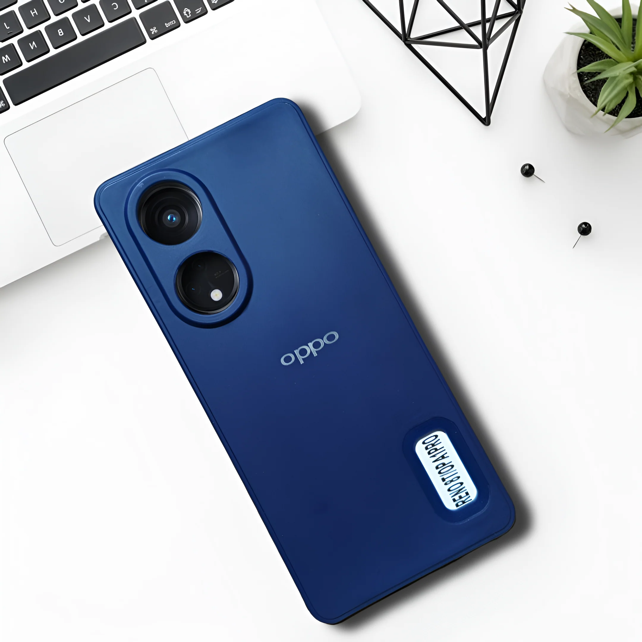 Dark Blue Logo Cut candy Silicone Case for Oppo Reno 8T
