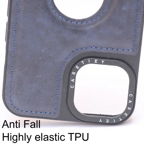 Puloka Dark Blue Logo cut Leather silicone case for Apple iPhone 14 - Image 3