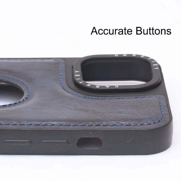 Puloka Dark Blue Logo cut Leather silicone case for Apple iPhone 14 - Image 4
