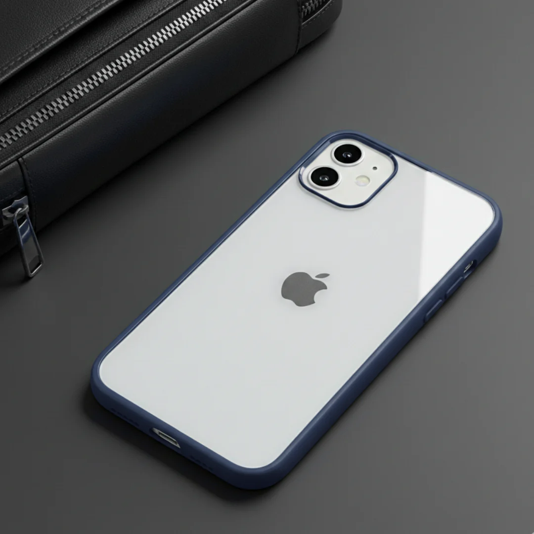 Dark Blue Metal Safe Transparent Case for Apple iphone 11