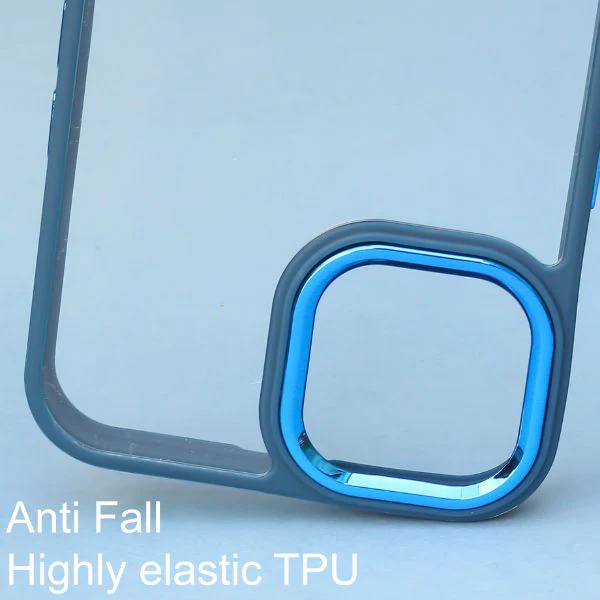 Dark Blue Metal Safe Transparent Case for Apple iphone 13 - Image 3