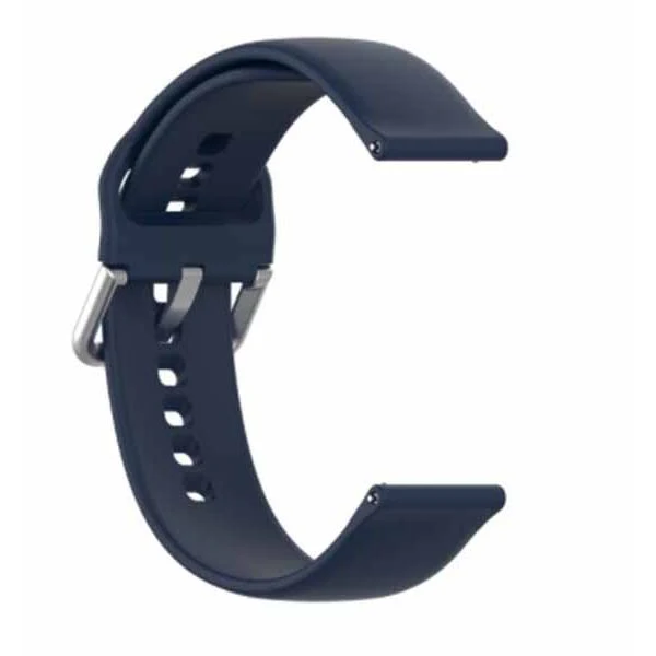 Dark Blue Plain Silicone Strap With Stainless steel Buckle For Smart Watch (20mm) - Image 2