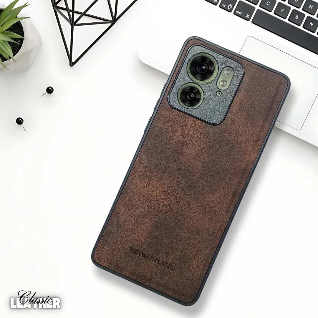 Dark Brown Classic Leather Case for Motorola Edge 40