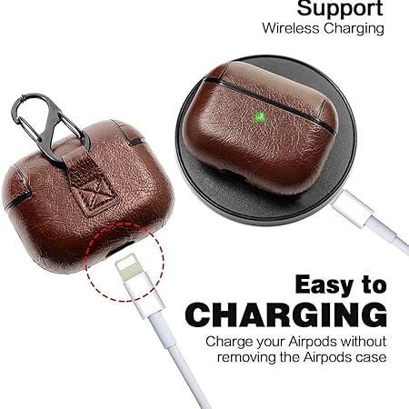 Dark Brown Leather Case For Apple Airpods 3 - Image 2