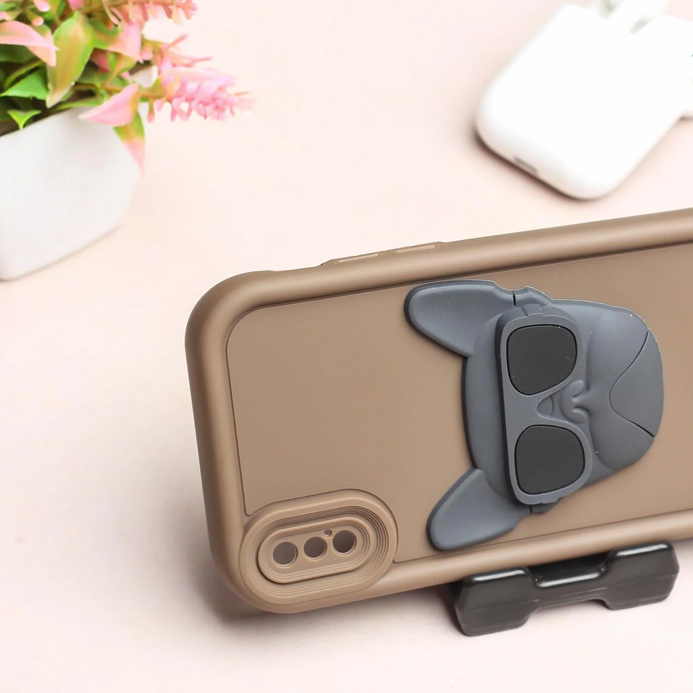 Dark Brown SHOUNENN BULLDOG Silicone case for Apple iphone Xs Max - Image 3