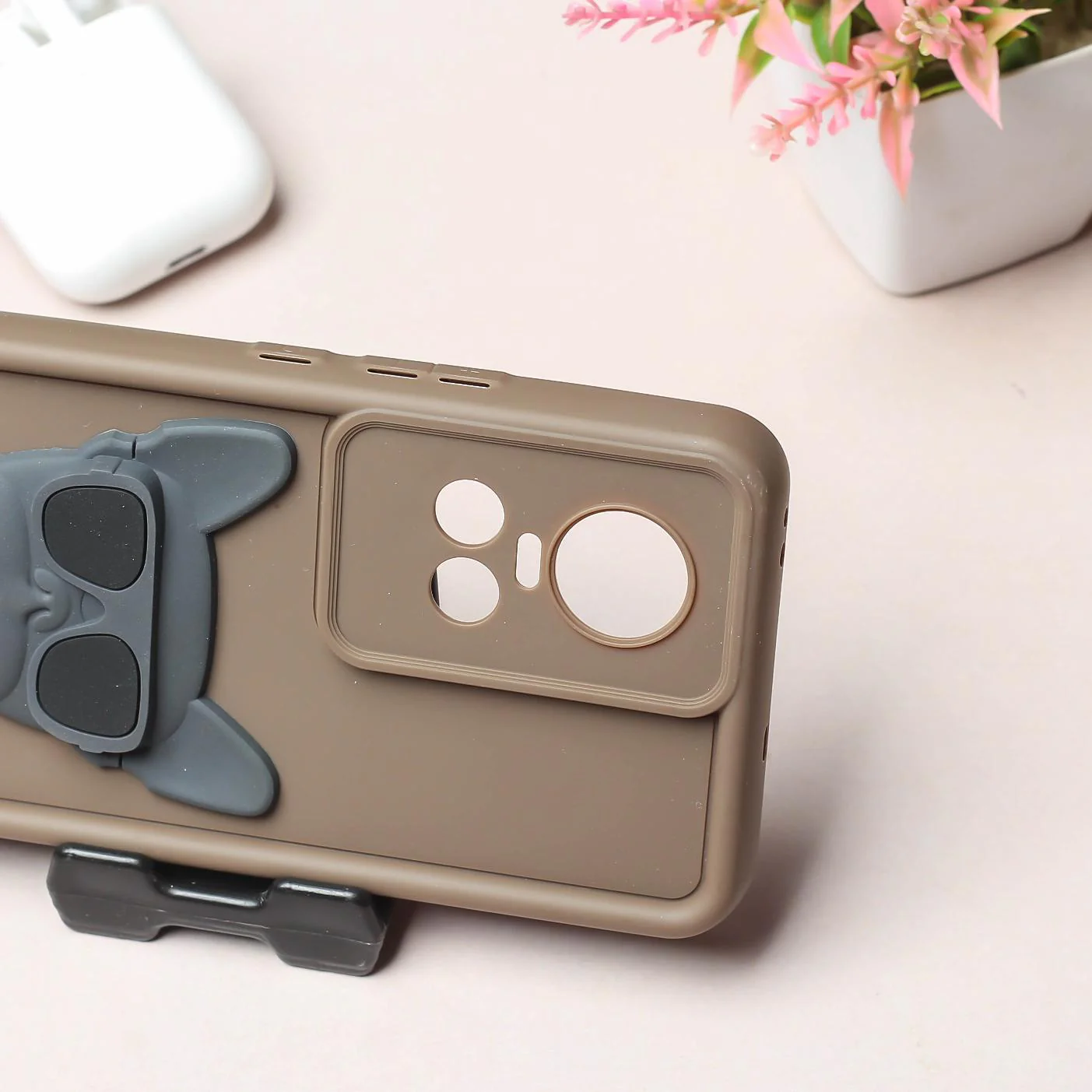 Dark Brown SHOUNENN BULLDOG Silicone case for Oppo Reno 10 Pro - Image 3