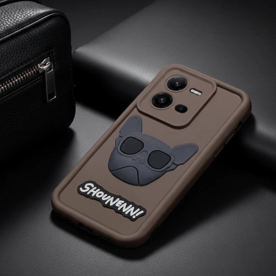 Dark Brown SHOUNENN BULLDOG Silicone case for Vivo V25