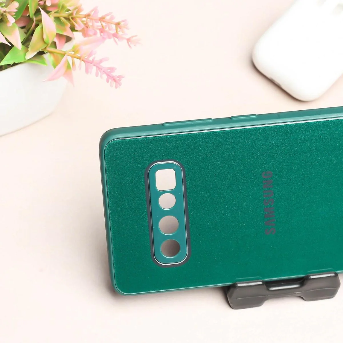 Dark Green camera Safe mirror case for Samsung S10 Plus - Image 3