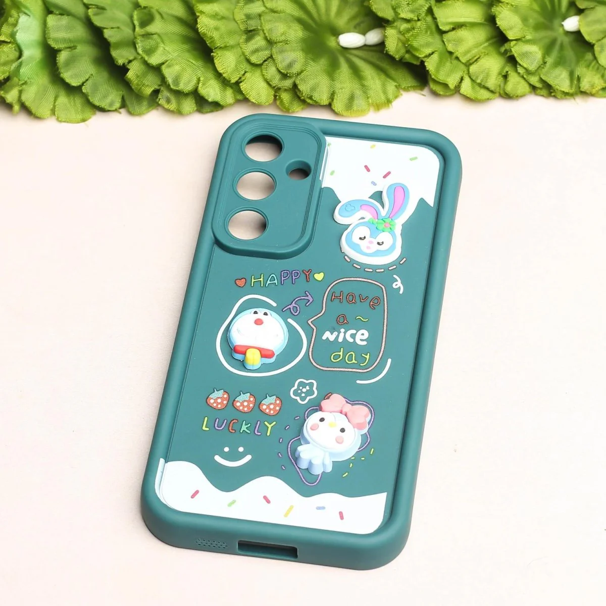 Dark Green Lucky Friends Silicone case for Samsung A55 - Image 2