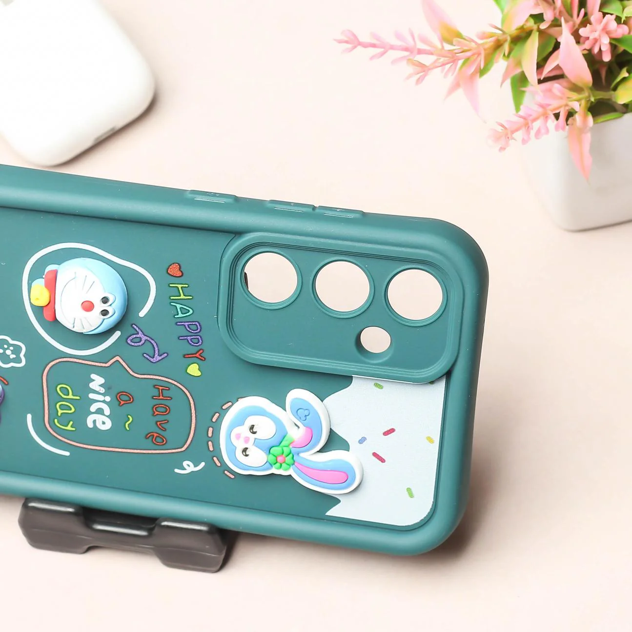Dark Green Lucky Friends Silicone case for Samsung A55 - Image 3
