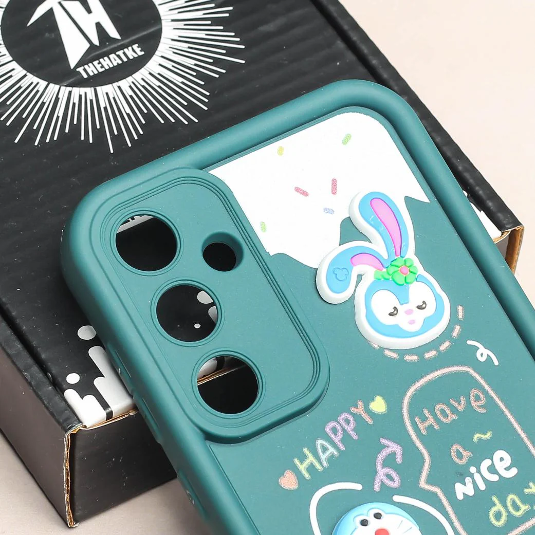Dark Green Lucky Friends Silicone case for Samsung A55 - Image 4