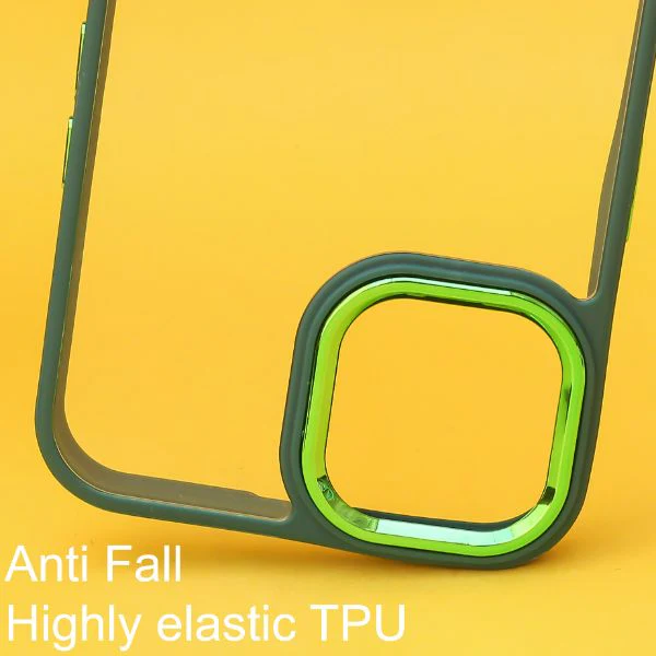 Dark Green Metal Safe Transparent Case for Apple iphone 13 - Image 3
