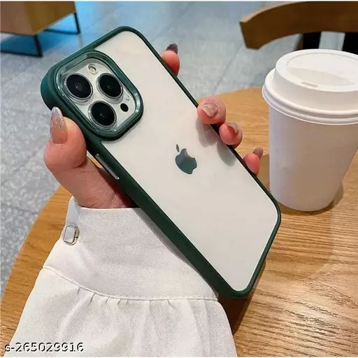 Dark Green Metal Safe Transparent Case for Apple iphone 13 Pro Max