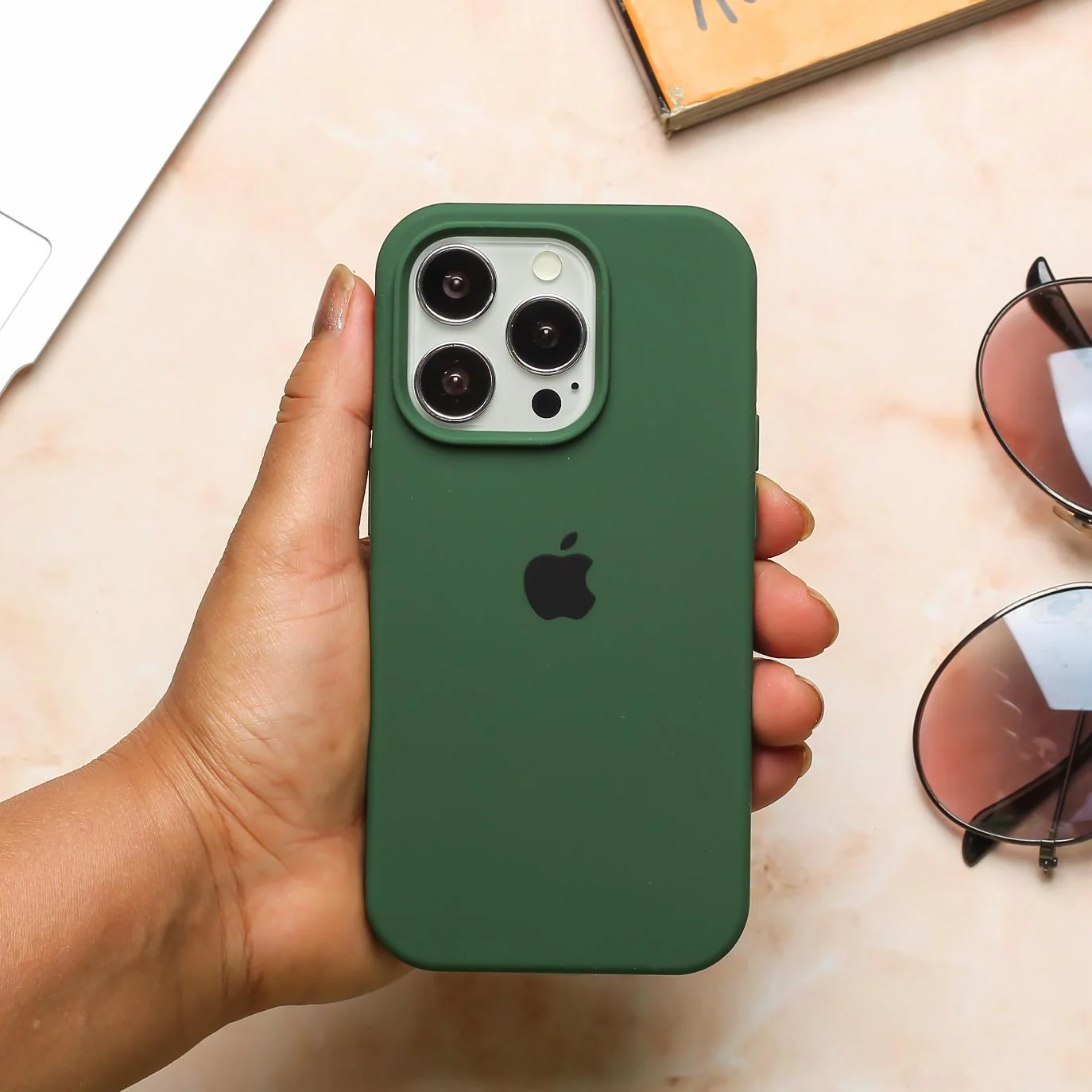 Dark Green Original Silicone case for Apple iphone 15 Pro Max