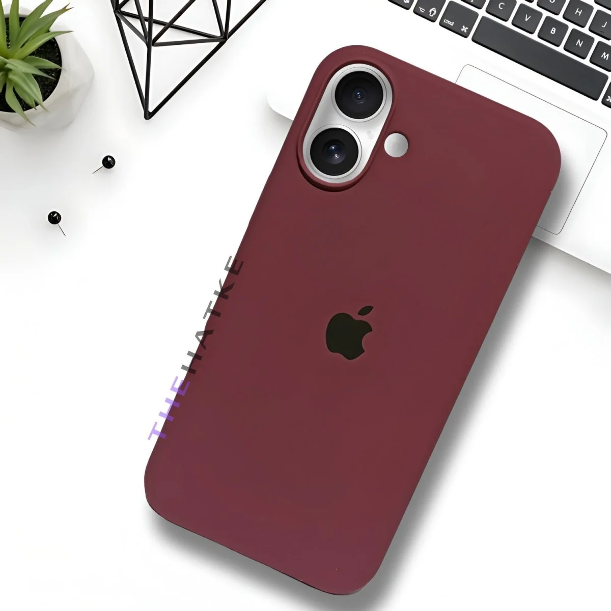 Dark Pink Original Silicone case for Apple iphone 16 Plus - Image 5
