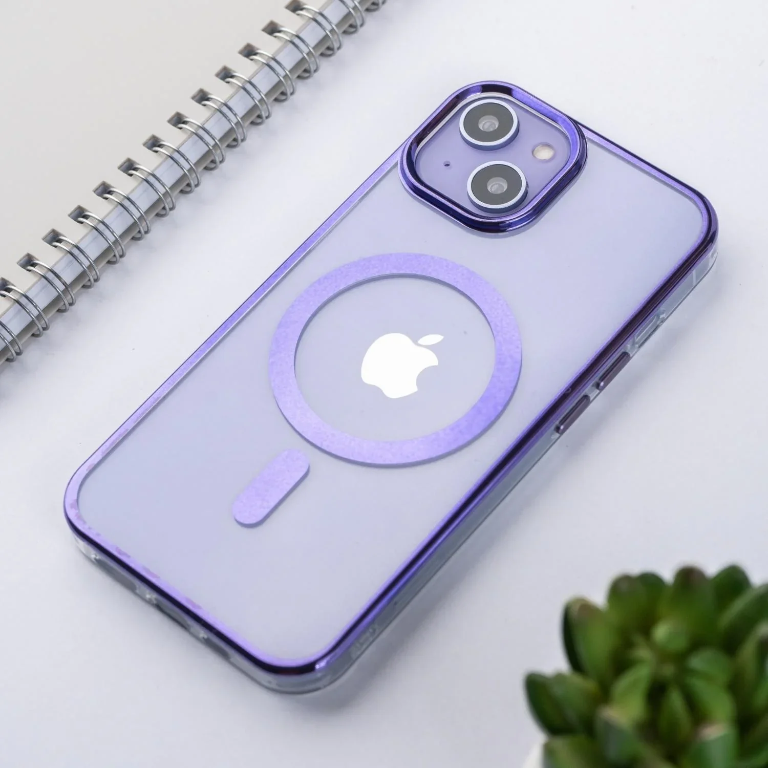 Dark Purple MagSafe Clear Transparent Silicone case for Apple iphone 15 - Image 2