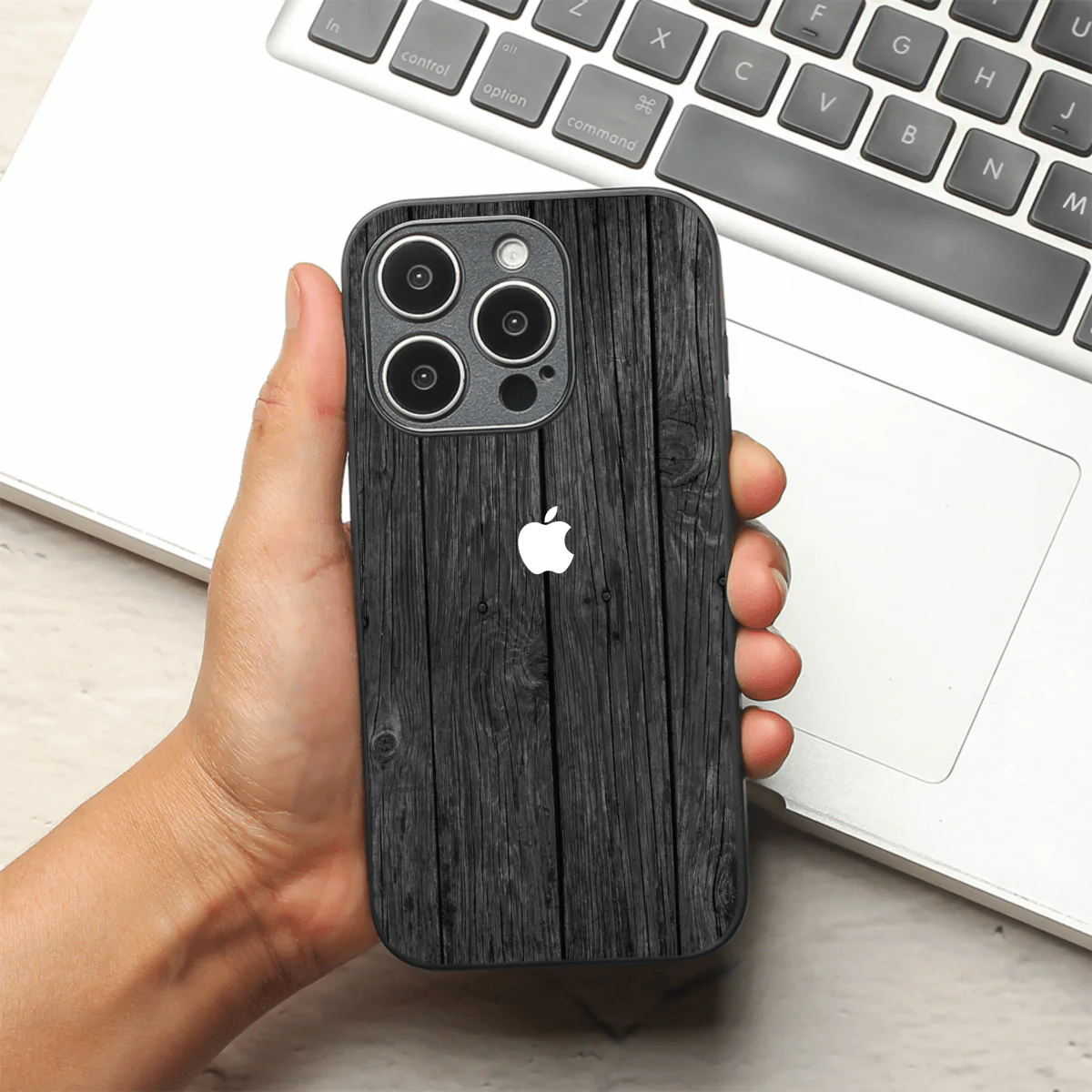 Dark Wood metal back case for Apple Iphone 15 Pro Max