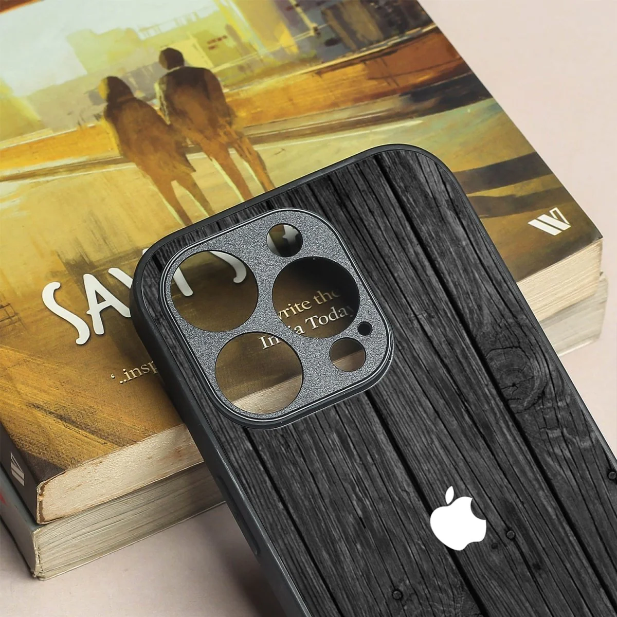 Dark Wood metal back case for Apple Iphone 16 Pro - Image 3