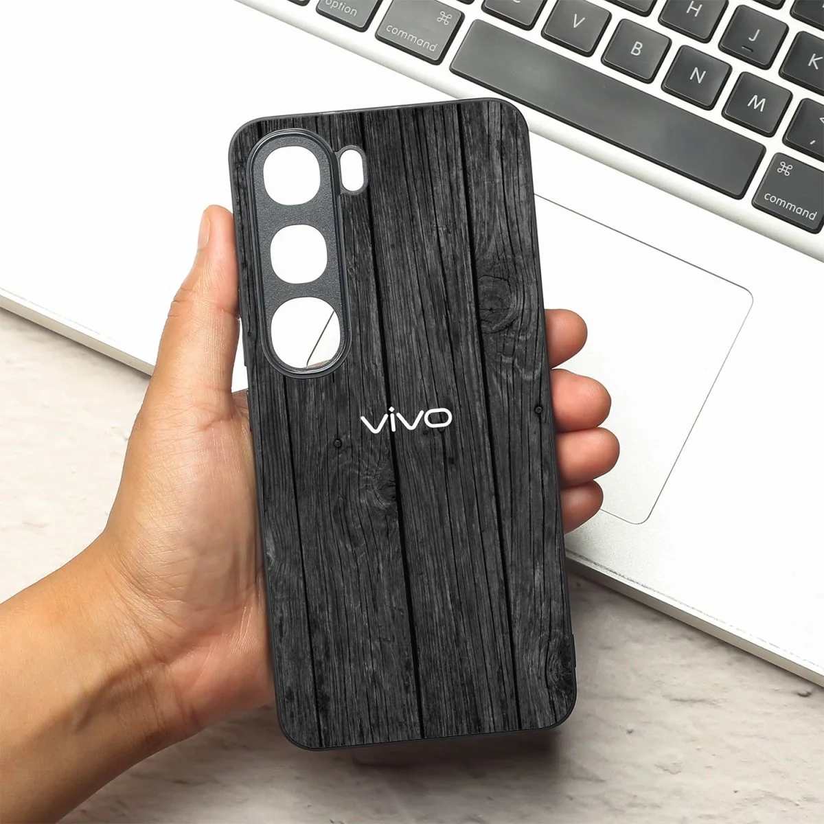 Dark Wood metal back case for Vivo Y300