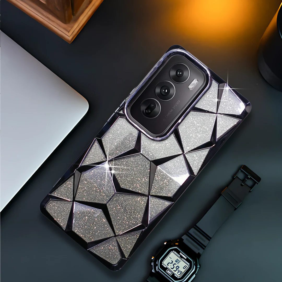 Dazzle Black Silicone case for Oppo Reno 12