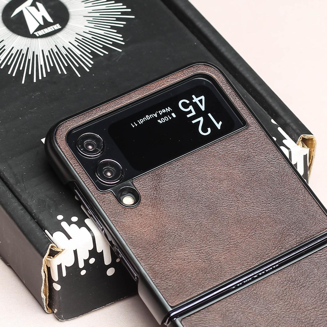 Deep Brown Leather Case for Samsung Galaxy Z FLIP 4 - Image 5