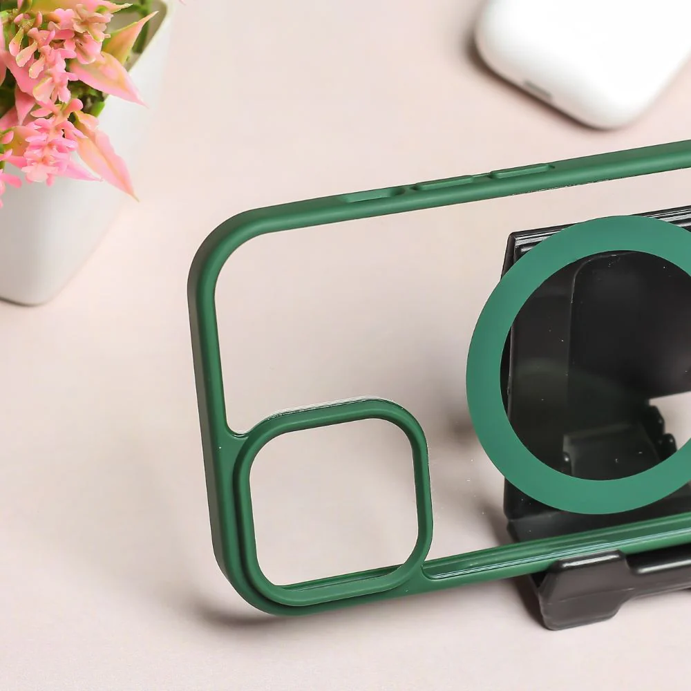 Forest Green MagSafe Clear Transparent Silicone case for Apple iphone 12 Mini - Image 4