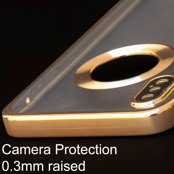 Gold 6D Chrome Logo Cut Transparent Case for Apple iphone X/Xs - Image 5