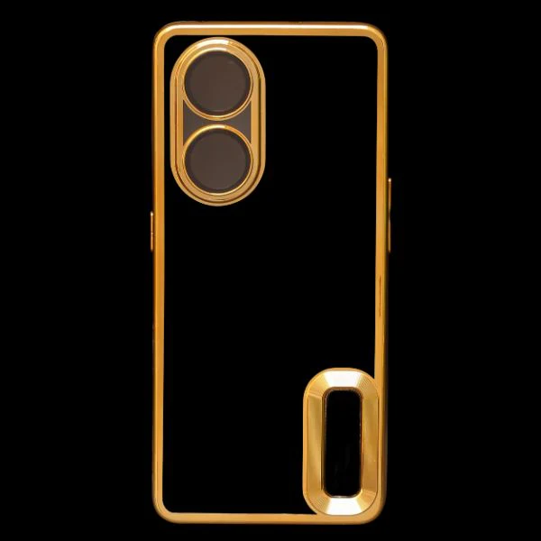 Gold 6D Chrome Logo Cut Transparent Case for Oppo Reno 8T