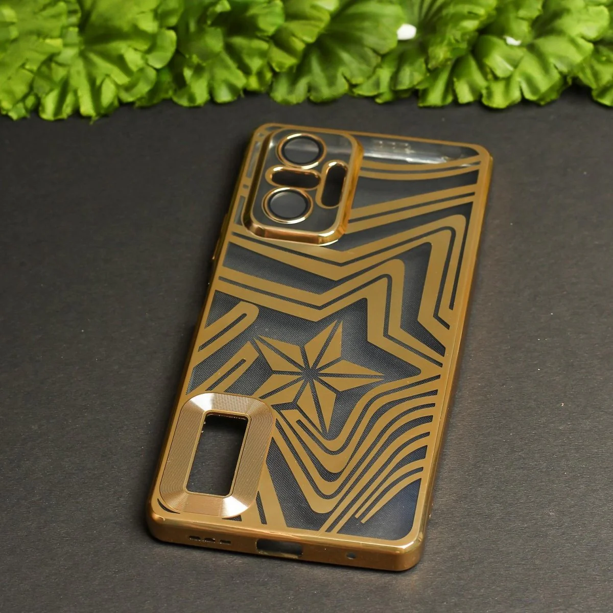 Gold Star Pattern Logo Cut Transparent Case for Redmi Note 10 Pro Max - Image 2