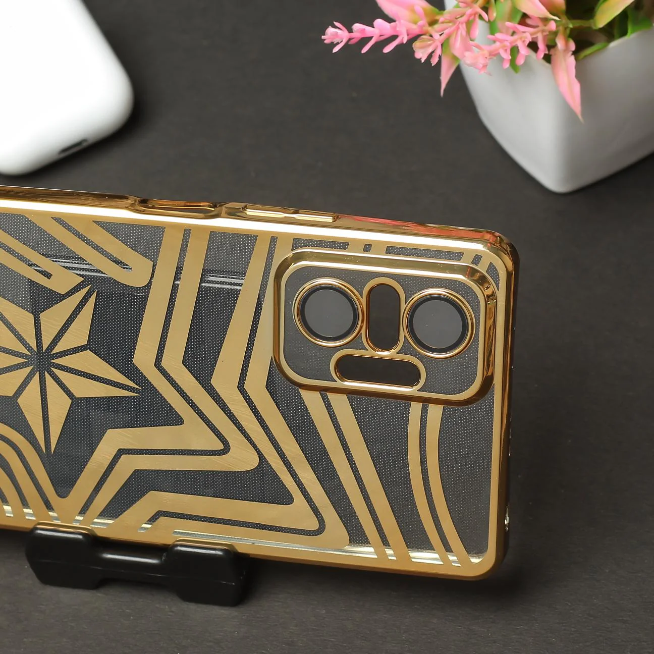 Gold Star Pattern Logo Cut Transparent Case for Redmi Note 10 Pro Max - Image 3
