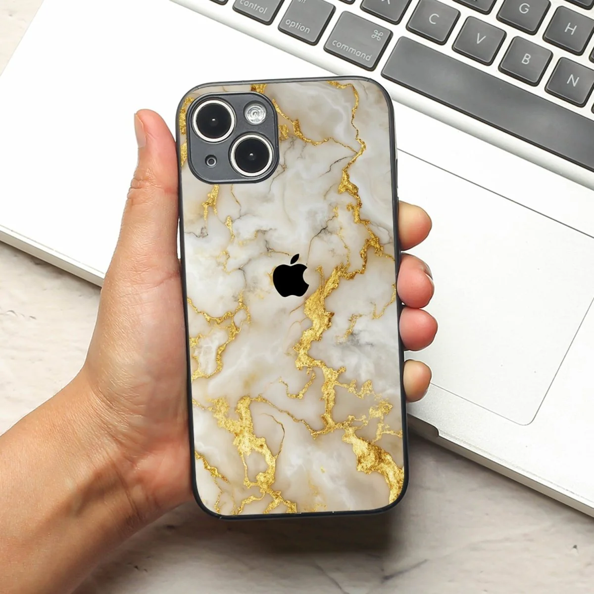 Gold Vein Glory metal back case for Apple Iphone 14