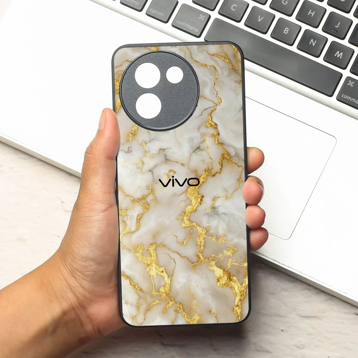Gold Vein Glory metal back case for Vivo T3X