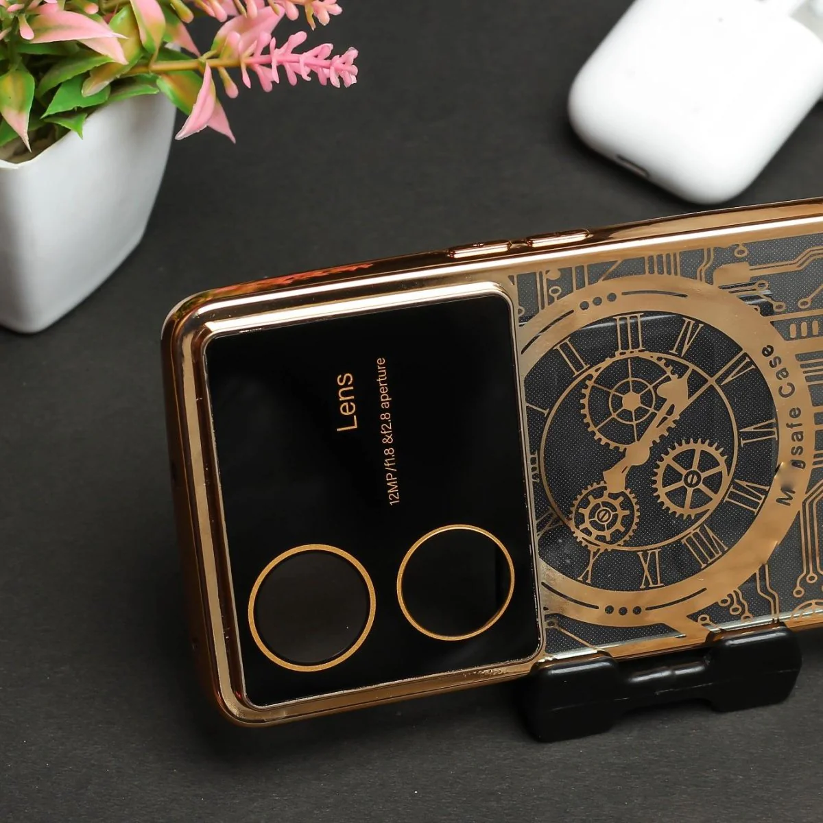 Gold Watch Machine Logo Cut Transparent Case for Oppo Reno 8T - Image 3