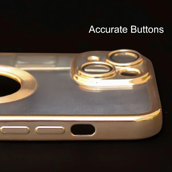 Golden 6D Chrome Logo Cut Transparent Case for Apple iphone 13 - Image 4