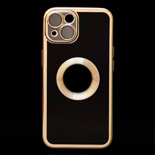 Golden 6D Chrome Logo Cut Transparent Case for Apple iphone 14 - Image 2