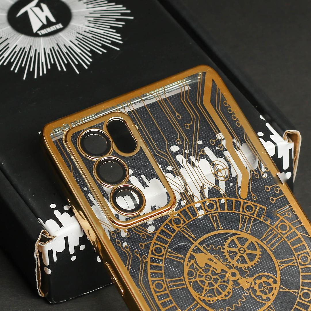 Golden Watch Machine Logo Cut Transparent Case for Reno 6 Pro - Image 4