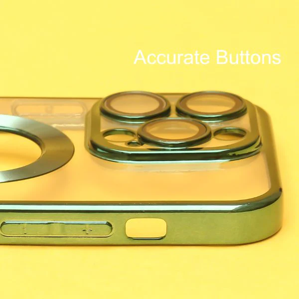Green 6D Chrome Logo Cut Transparent Case for Apple iphone 13 Pro Max - Image 4
