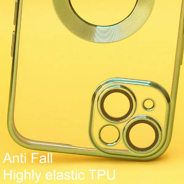 Green 6D Chrome Logo Cut Transparent Case for Apple iphone 14 Plus - Image 3