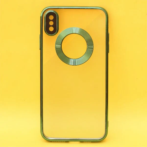Green 6D Chrome Logo Cut Transparent Case for Apple iphone X/Xs - Image 2