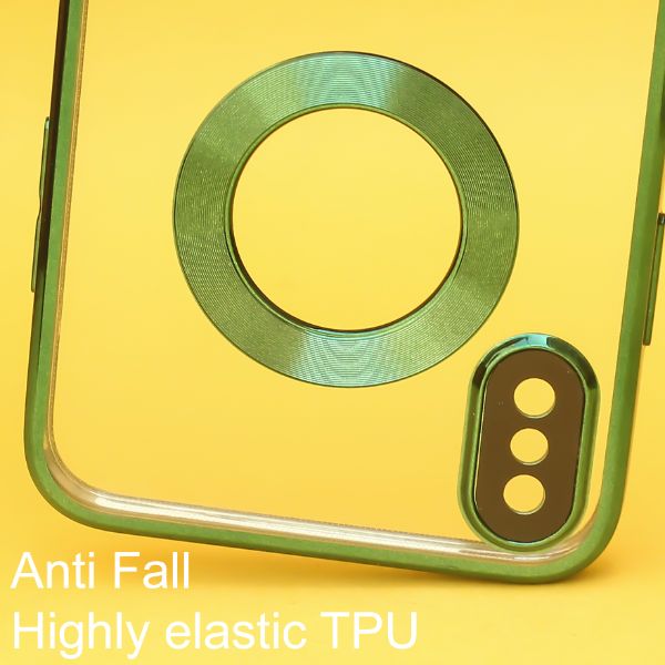 Green 6D Chrome Logo Cut Transparent Case for Apple iphone X/Xs - Image 3