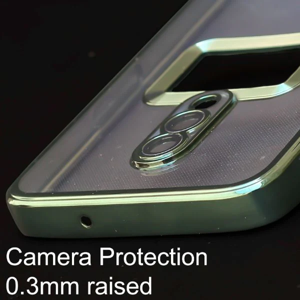 Green 6D Chrome Logo Cut Transparent Case for Oneplus 7 - Image 4
