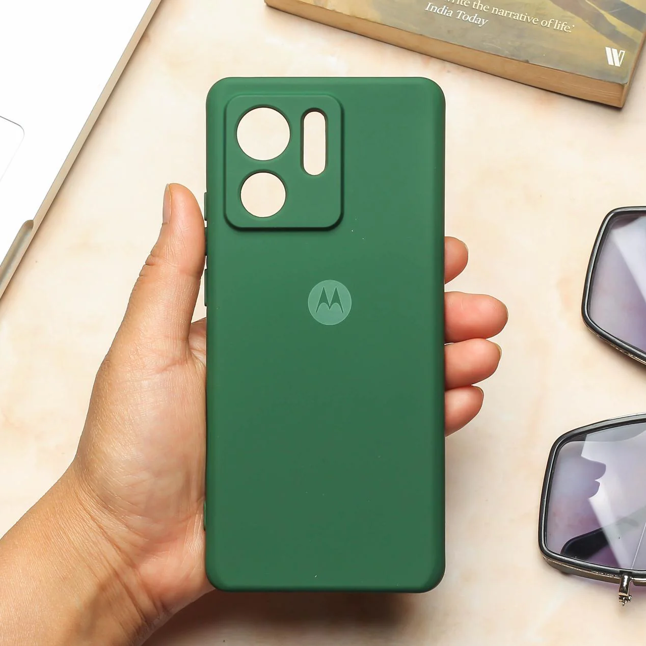 Dark Green Camera Original Silicone case for Motorola Edge 40