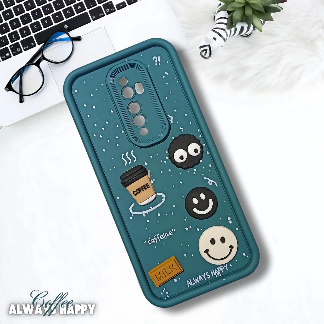 Green COFFEE (ALWAYS HAPPY) Silicone case for Oppo Reno 2z