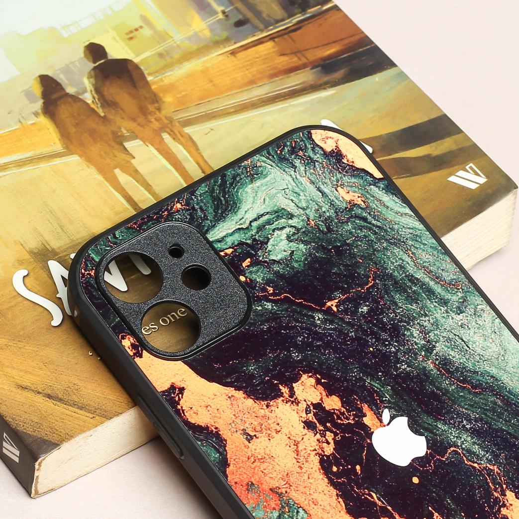 Green Golden elegance marble metal back case for Apple Iphone 11 - Image 4